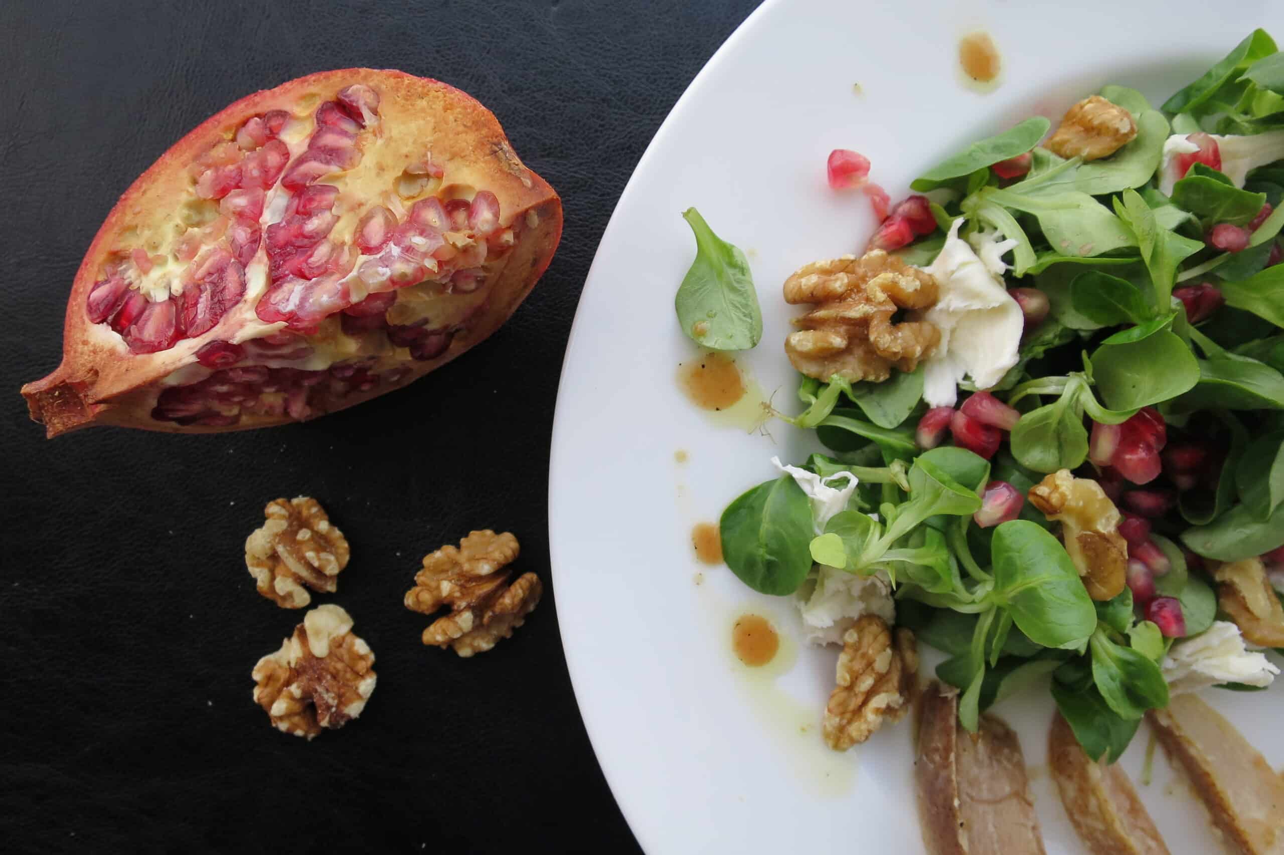 Granatapfelsalat als Fondue Beilagen
